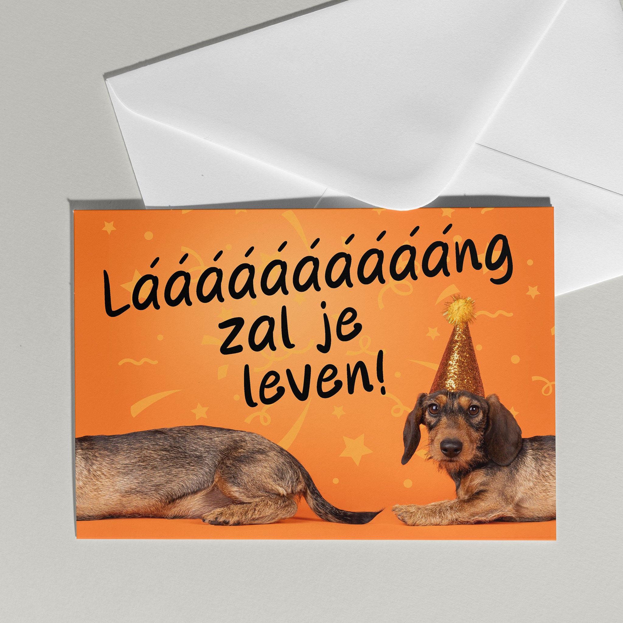 Lang zal ze leven kaart met teckel - Catchy Store