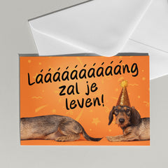 Lang zal ze leven kaart met teckel - Catchy Store