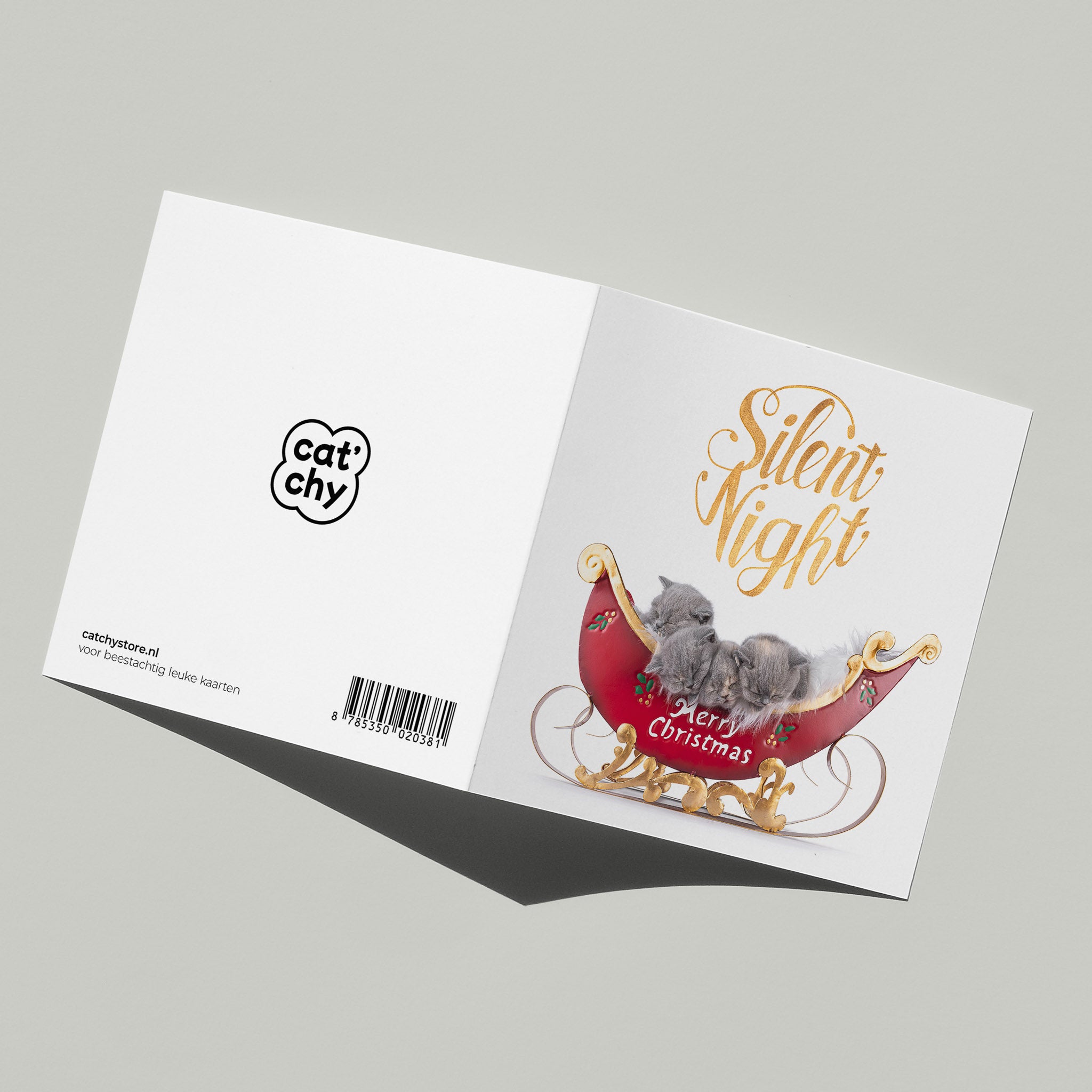 Stille nacht kerstkaart met katten - Catchy Store
