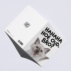 Stoere Bro verjaardagskaart met kat