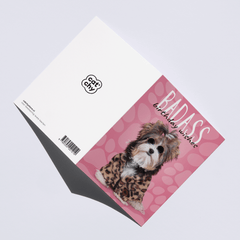 Badass verjaardagskaart met birthday wishes en hond