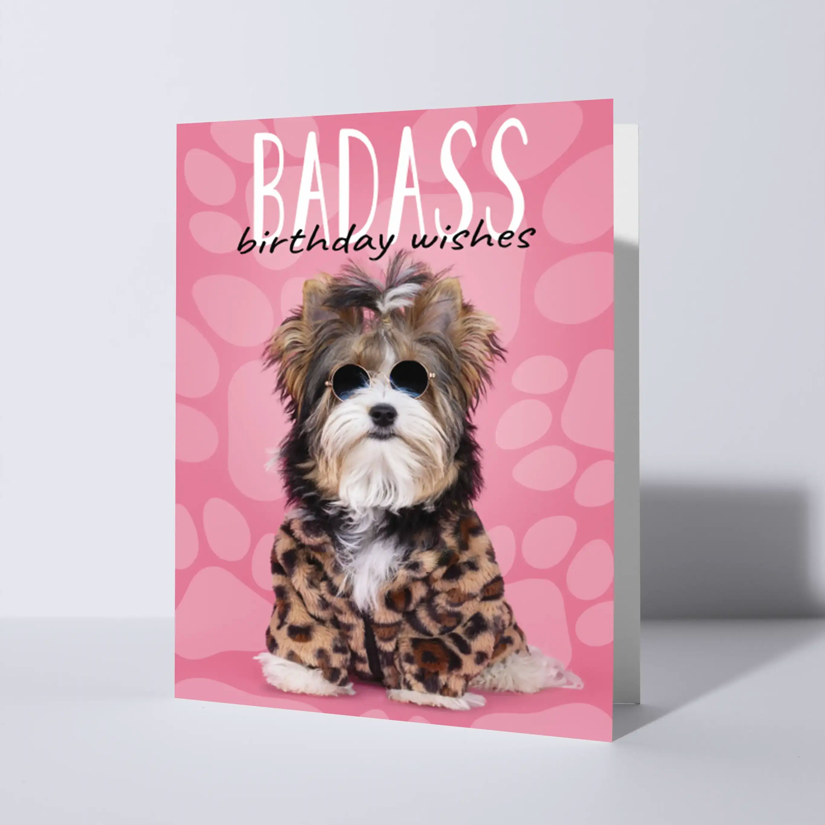 Badass verjaardagskaart met birthday wishes en hond