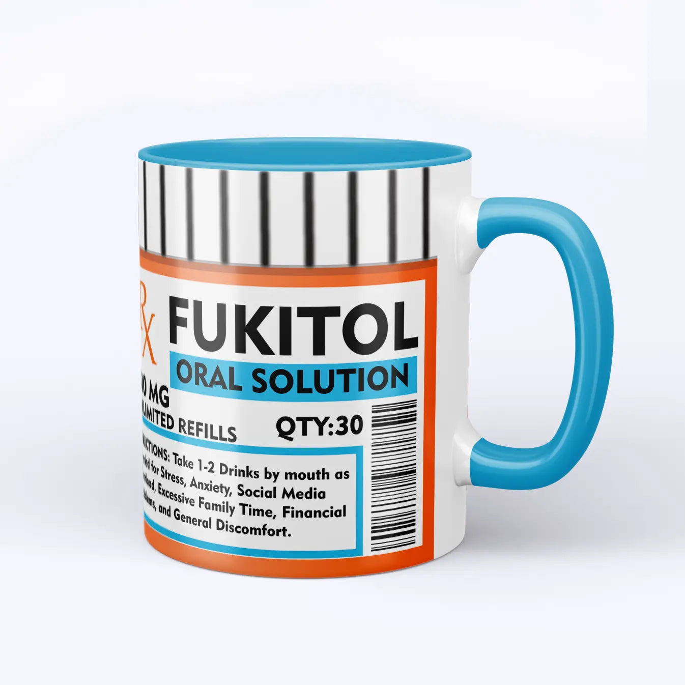 Grappig beker met opdruk medicijnpotje Fukitol