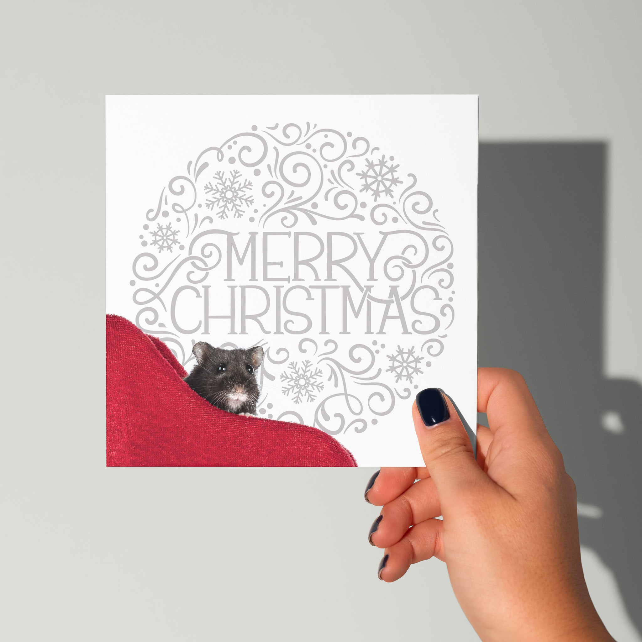 Kerstkaart Merry Christmas met hamster