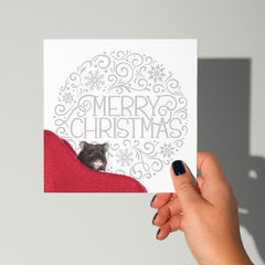 Kerstkaart Merry Christmas met hamster