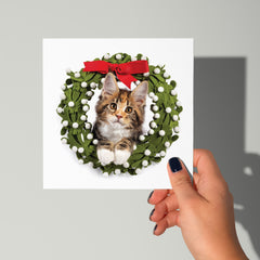Katten kerstkaart met krans 