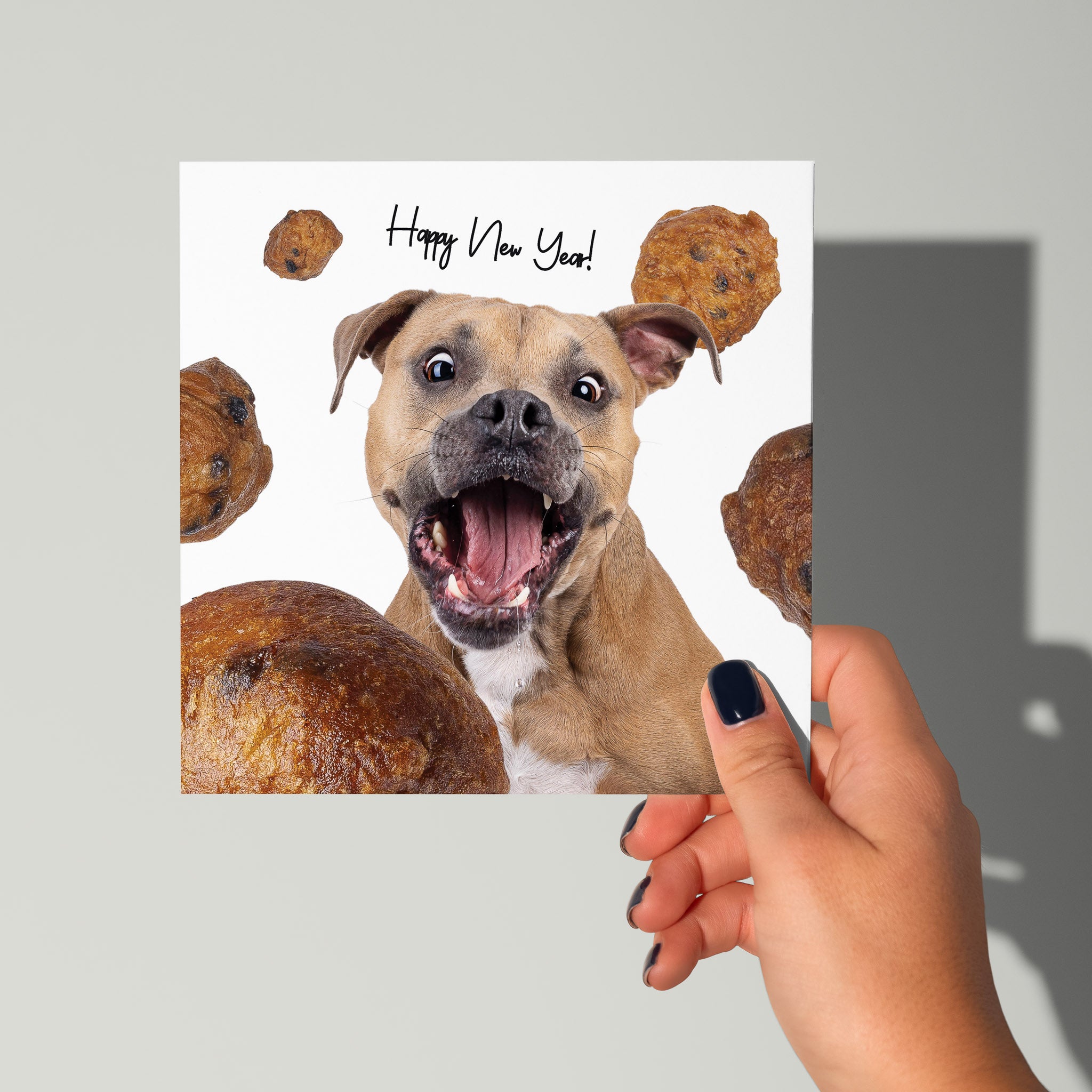 Grappige nieuwjaarskaart met hond