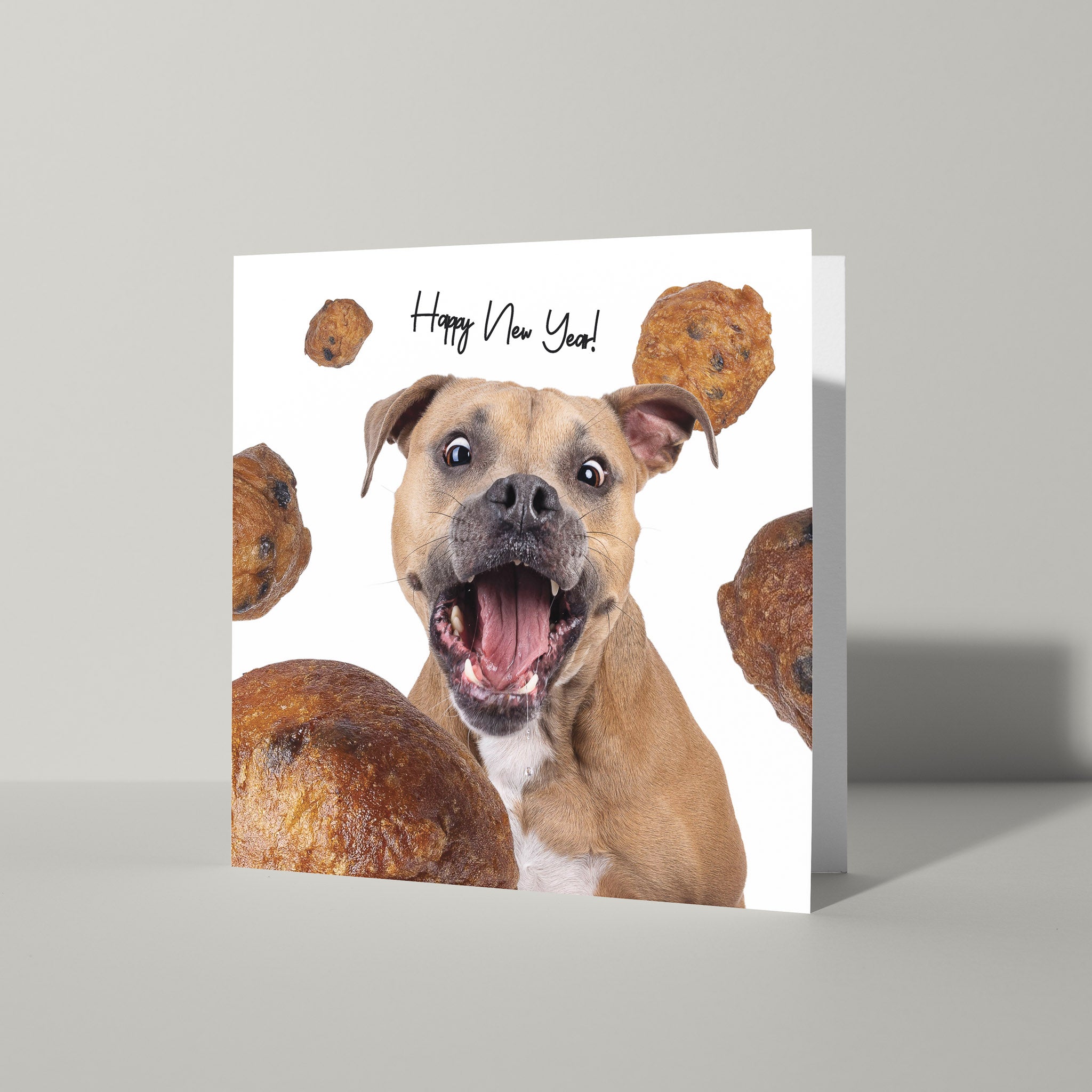 Grappige nieuwjaarskaart met hond