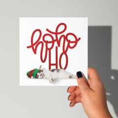 
‘Hohoho’ kerstkaart met kat