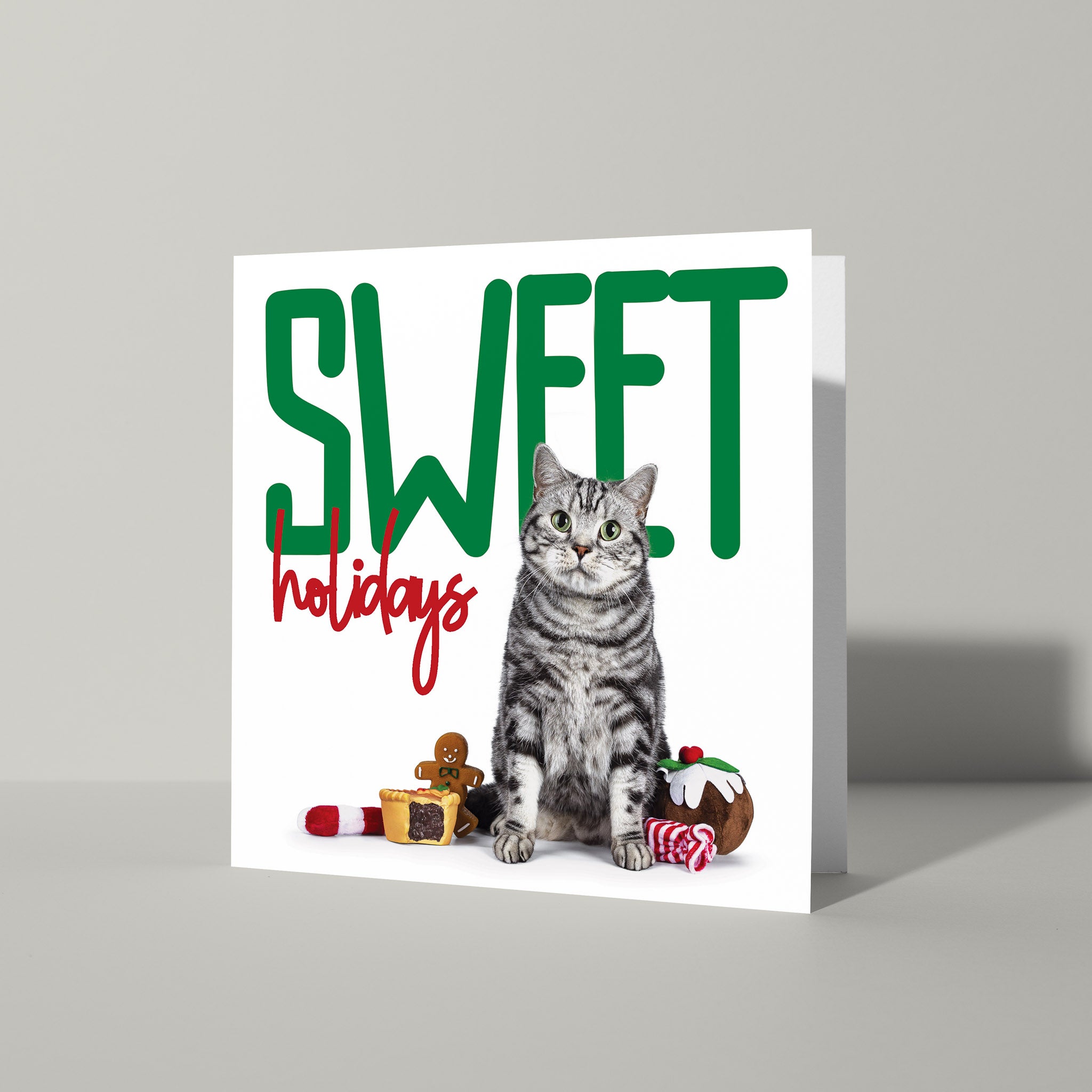 ‘Sweet holidays’ kerstkaart met poes 
