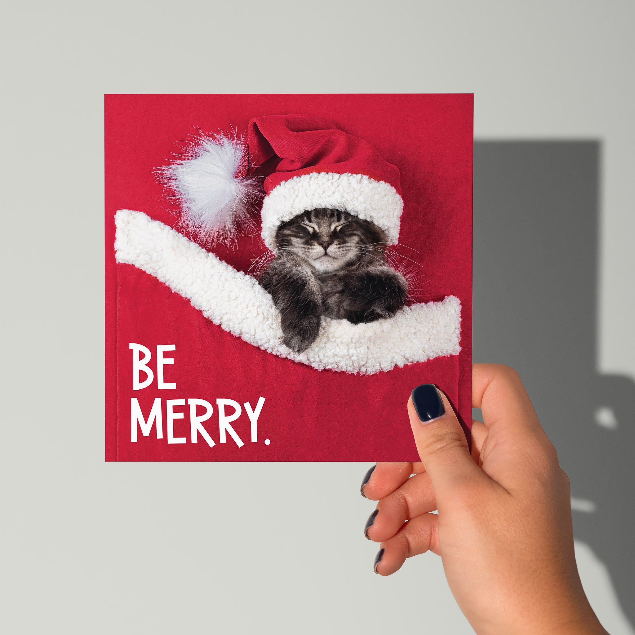 ‘Be Merry’ poezen kerstkaart 
