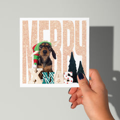 Merry Xmas kerstkaart met teckel 