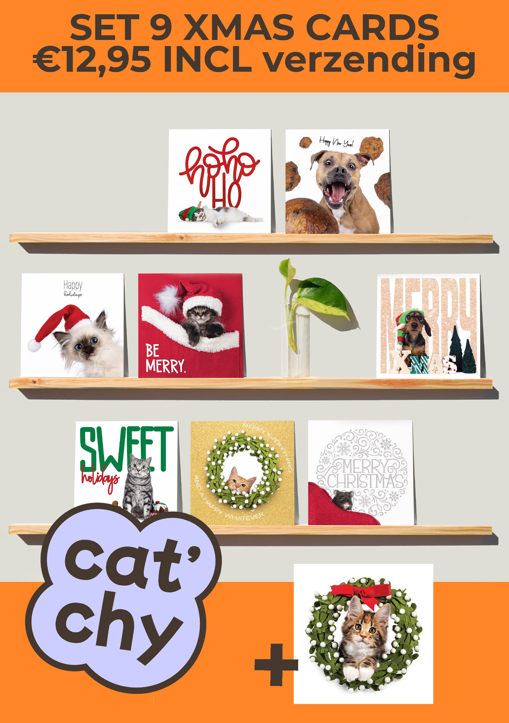 OPRUIMING KERSTKAARTEN oud logo (9 stuks set)