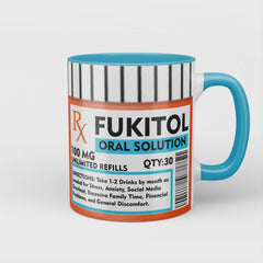 Grappig beker met opdruk medicijnpotje Fukitol